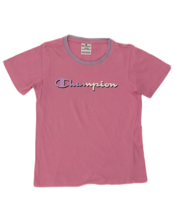 Champion T-Shirt mit Grafik für Mädchen, 11–12 Jahre, Größe L, Rosa, Baumwolle