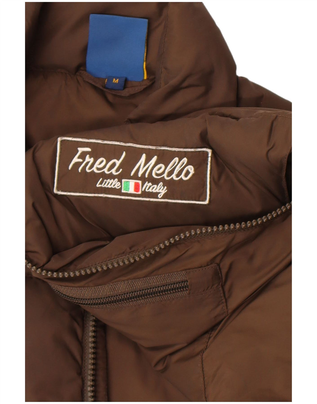 Fred Mello Herren Graphic Wattierte Weste UK 40 Mittelbraunes Polyamid