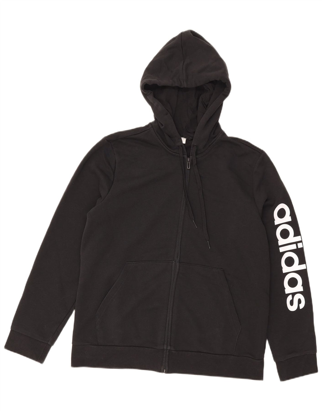 Adidas Herren Kapuzenpullover mit grafischem Reißverschluss, groß, Schwarz