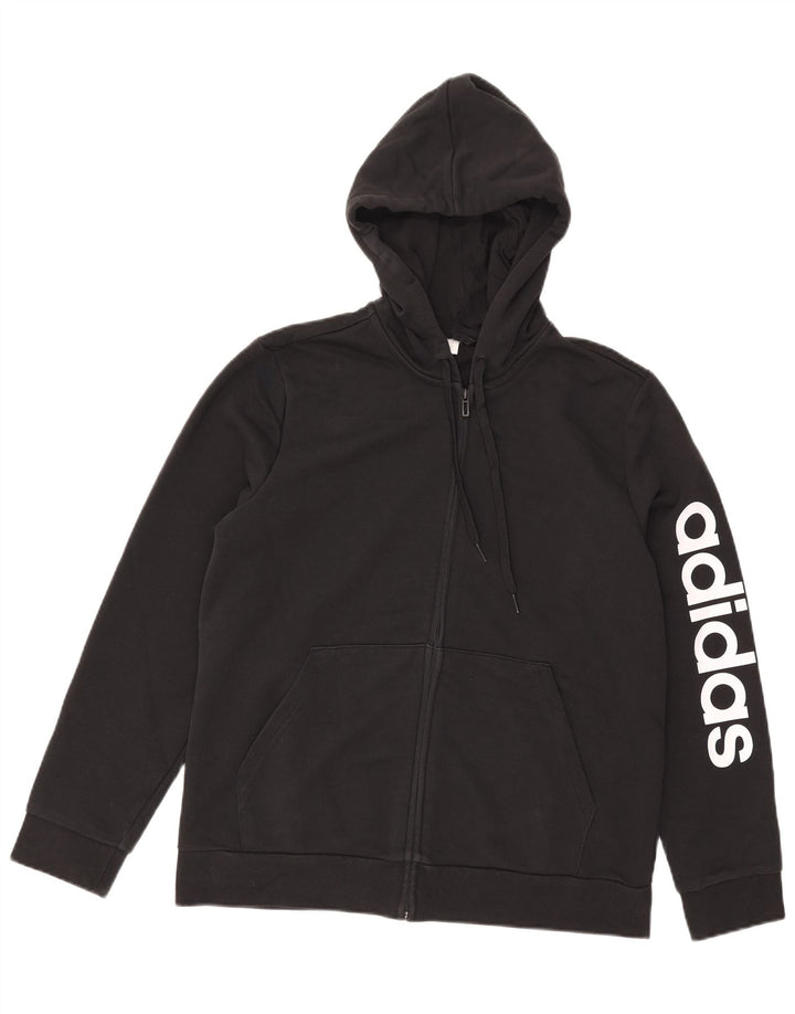 Adidas Herren Kapuzenpullover mit grafischem Reißverschluss, groß, Schwarz
