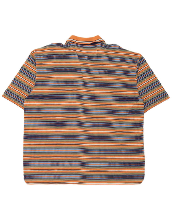 Tommy Hilfiger Herren Poloshirt XL Orange gestreift aus Baumwolle