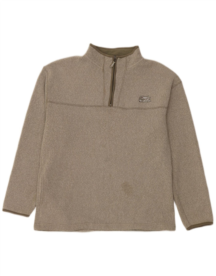 Weird Fish Herren-Pullover mit Reißverschluss am Hals, groß, Khaki, Polyester