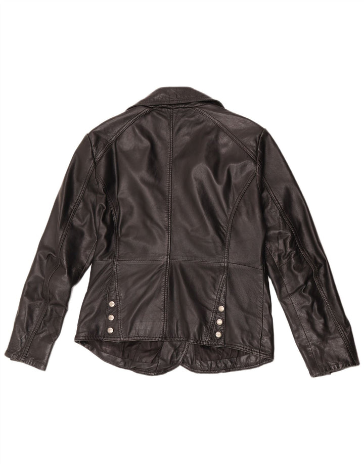 Vintage Damen Leder Bikerjacke EU 42 Großes schwarzes Leder