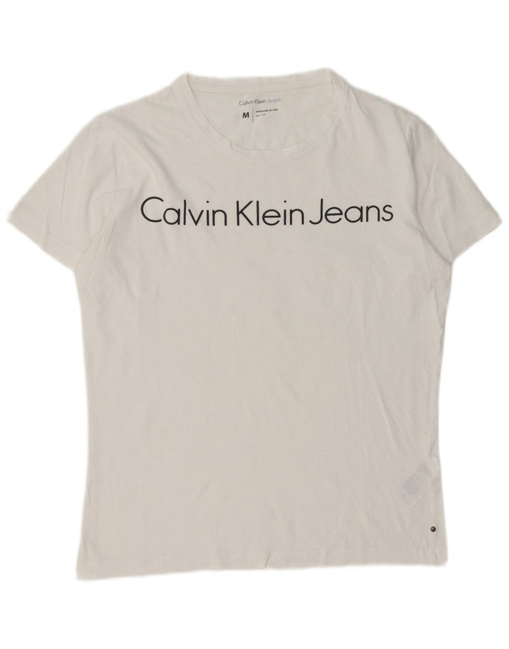 Calvin Klein Jeans Herren-T-Shirt mit Grafik, mittelweiße Baumwolle