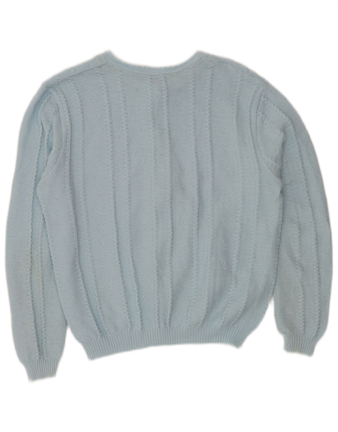 Vintage Damen Crop Cardigan Pullover IT 52/54 2XL Blau Acryl