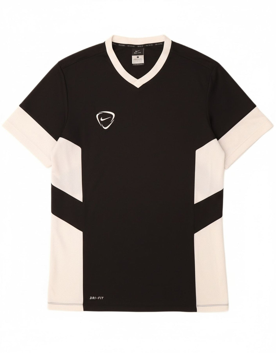 NIKE Mens Dri Fit Graphic T-Shirt Top Large Black Colourblock Polyester Vintage Nike and Second-Hand Nike from Messina Hembry 