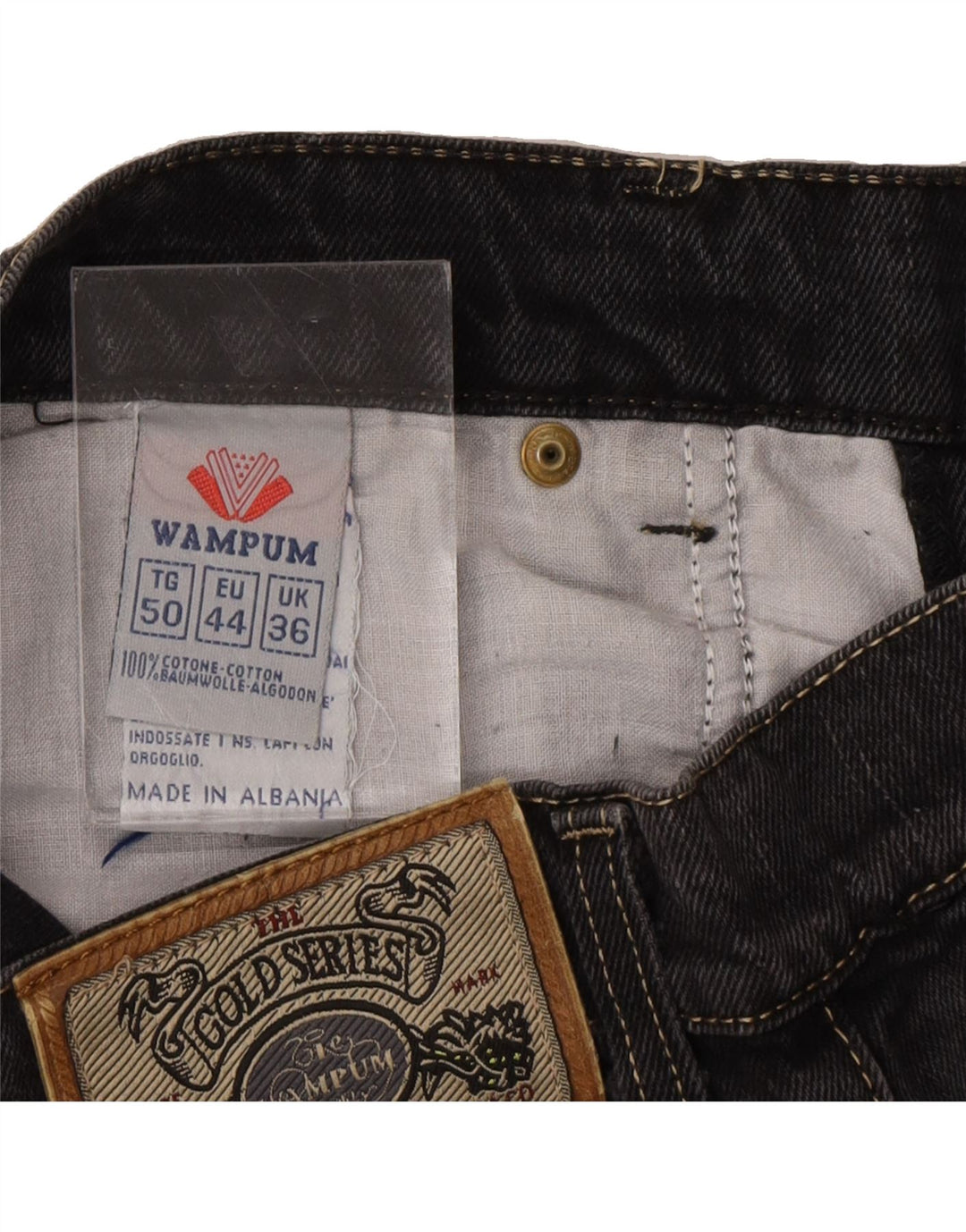 WAMPUM Mens Straight Jeans W36 L34 Black Cotton Vintage Wampum and Second-Hand Wampum from Messina Hembry 