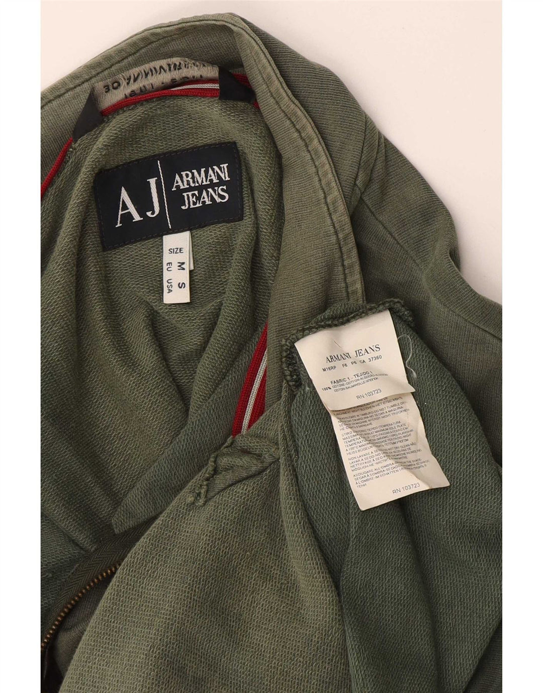 Armani Jeans Herren-Trainingsanzug-Top-Jacke aus mittelgrüner Baumwolle