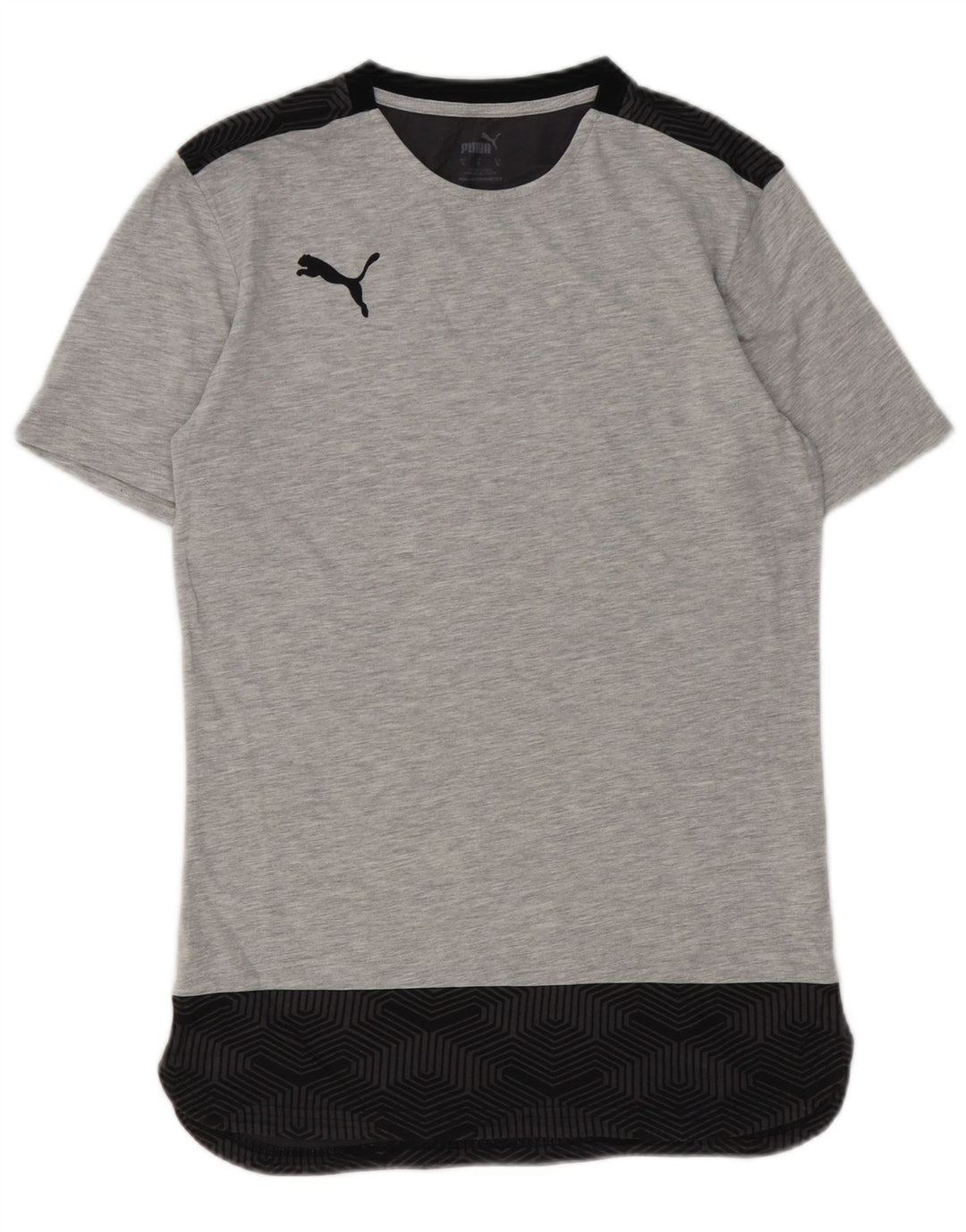 Puma Herren T-Shirt Top Small Graue geometrische Baumwolle