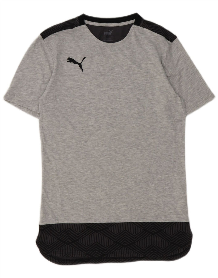 Puma Herren T-Shirt Top Small Graue geometrische Baumwolle