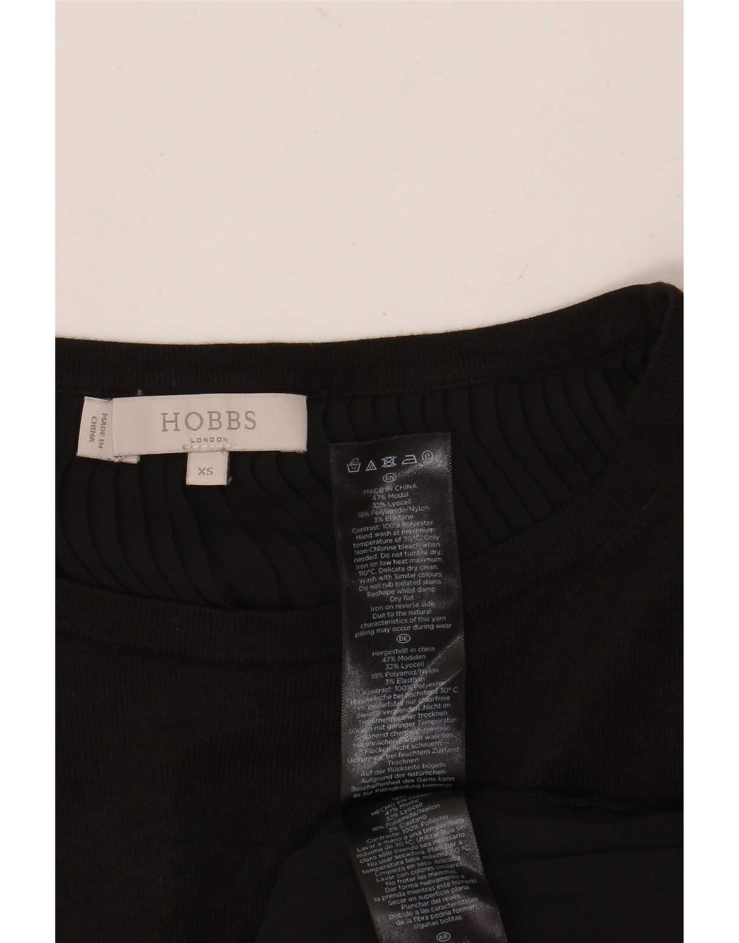 Hobbs Damen-Oberteil in Übergröße, 3/4-Ärmel, UK 6, XS, Schwarz, Modal