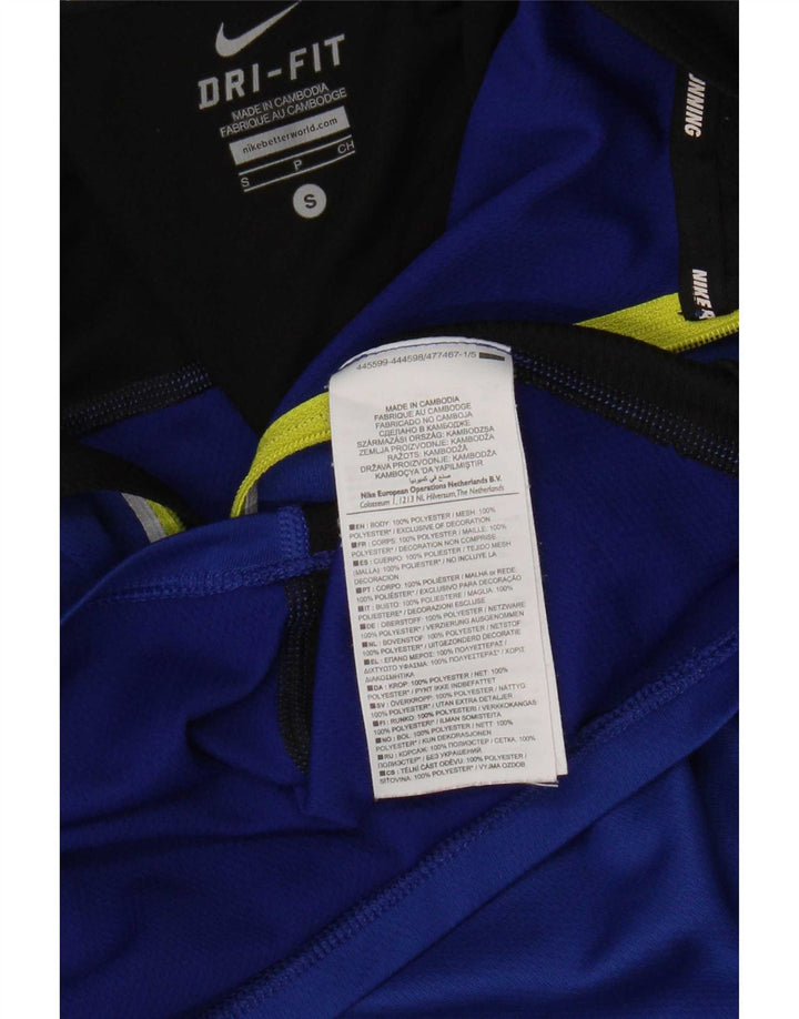 Nike Herren Dri Fit T-Shirt mit Reißverschluss am Hals, klein, blau, Farbblock-Polyester