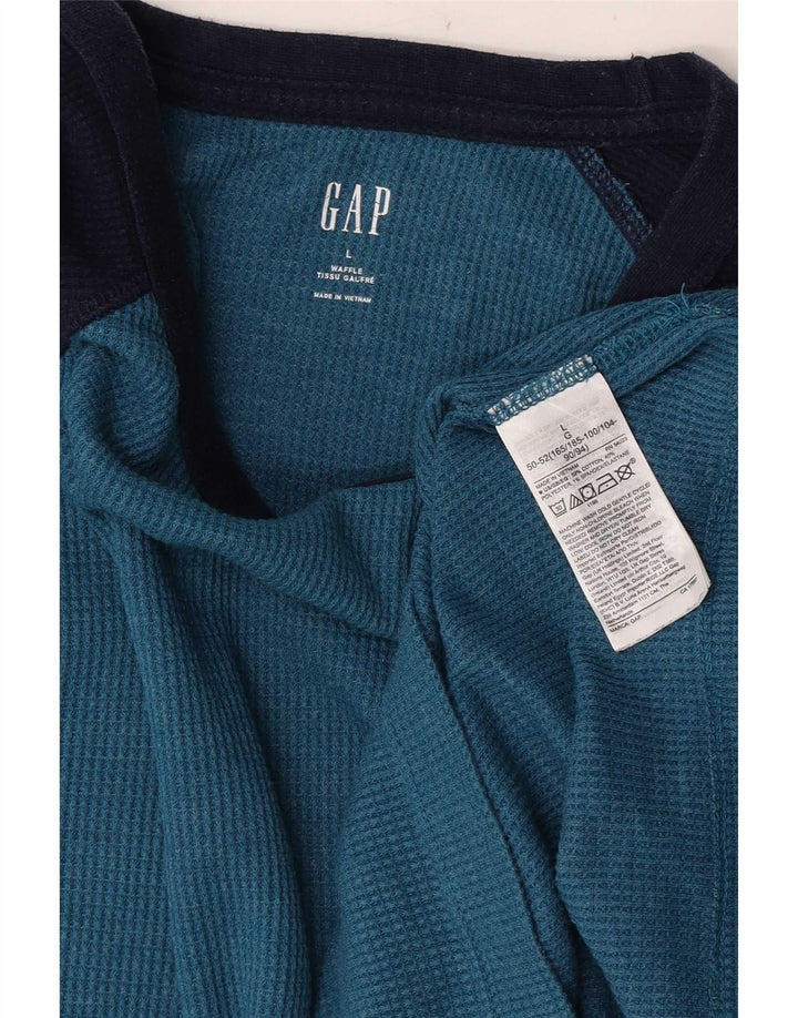 Gap Herren-Oberteil, langärmelig, groß, Blau, Colourblock-Baumwolle