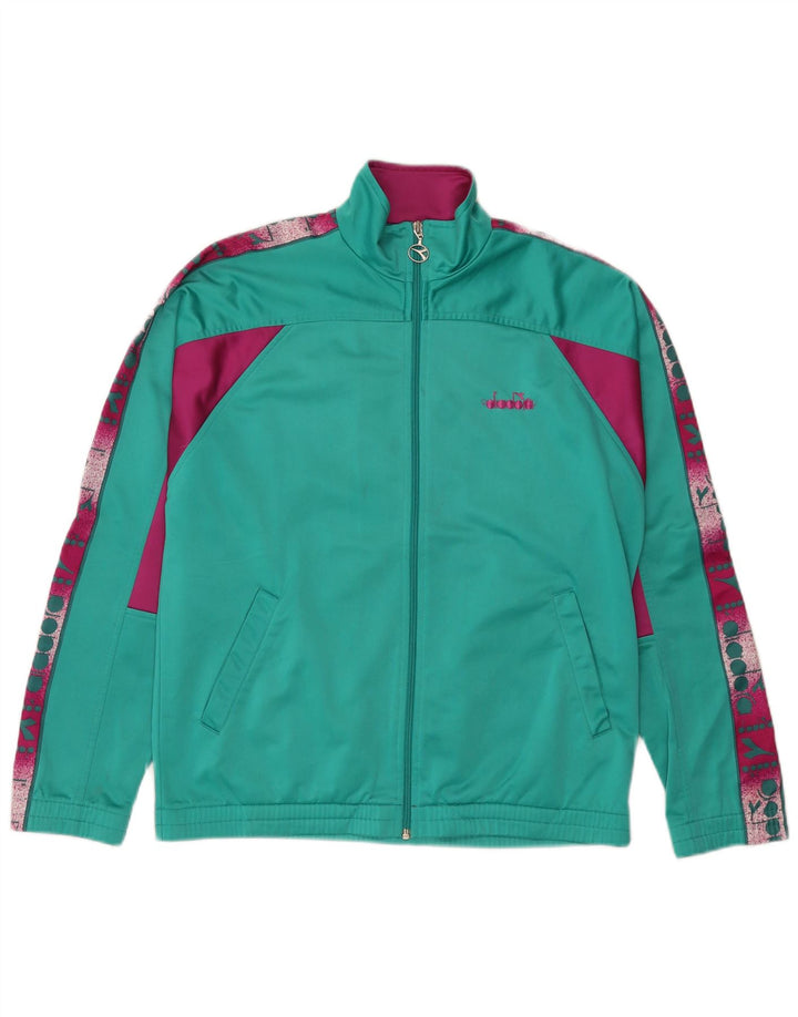Diadora Herren-Trainingsanzugoberteil mit Grafik, UK 38, Mittelgrün, Farbblock