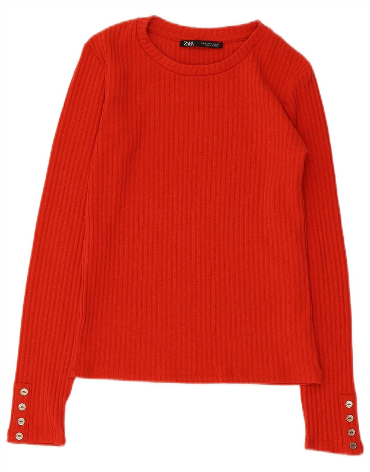 Zara Damen Top Langarm UK 8 Small Rot