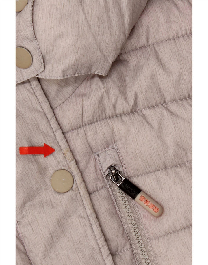 Superdry Wattierte Damenjacke mit Kapuze, UK 14, Größe L, Grau, Polyester