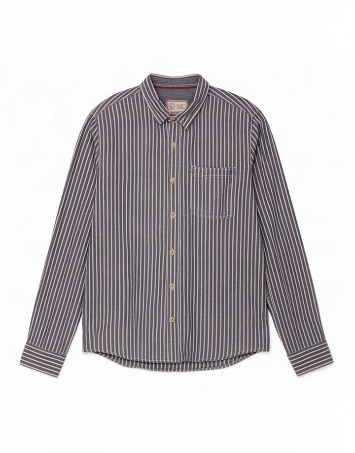 Fat Face Herrenhemd XL blau gestreift aus Baumwolle