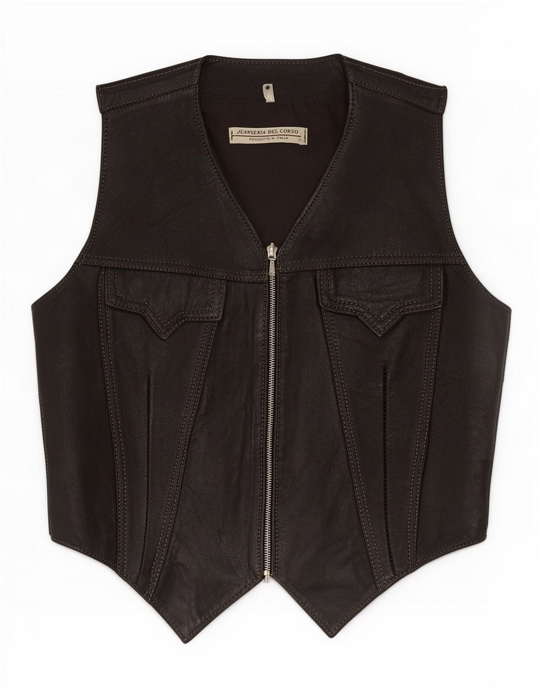 Jeanseria Del Corso Damen Lederweste UK 12 Medium Schwarz