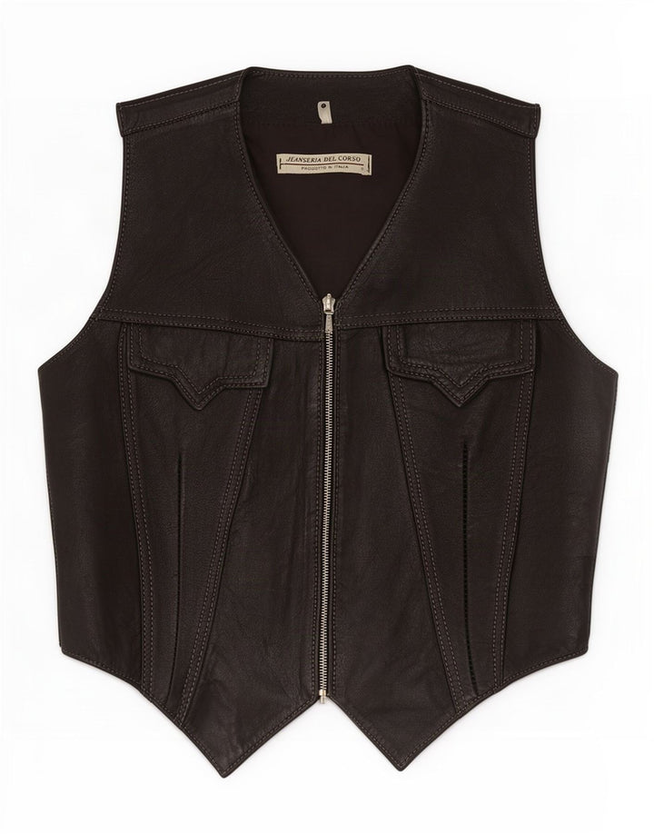Jeanseria Del Corso Damen Lederweste UK 12 Medium Schwarz