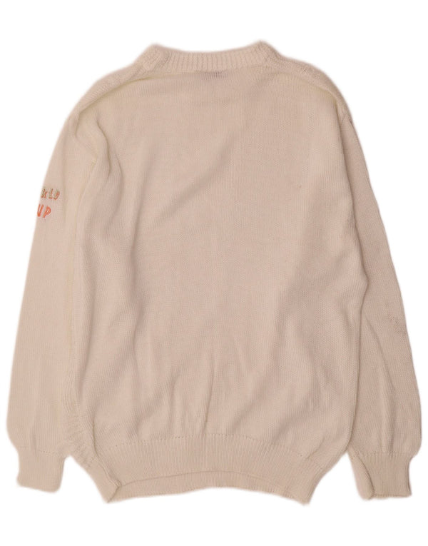 Marronetto Damen-Pullover mit Rundhalsausschnitt, UK 16, Größe L, weiße Baumwolle
