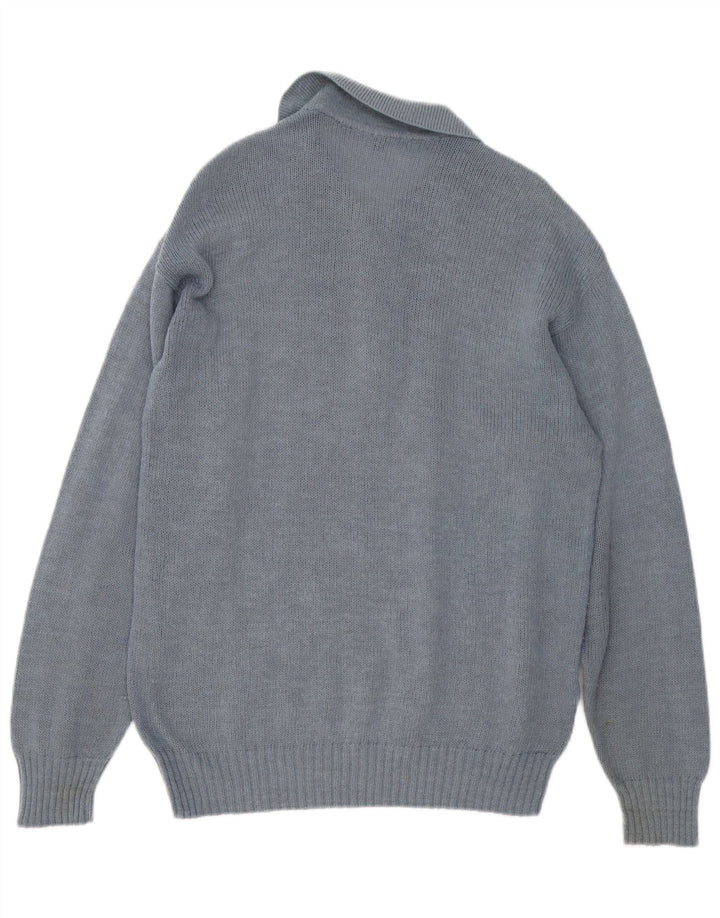 Vintage Herren Rollkragenpullover Pullover mittelgraue geometrische Alpakawolle