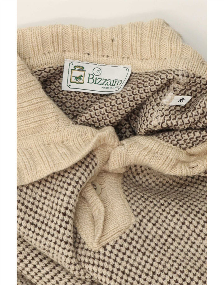 Bizzarro Herren-Pullover mit Knopfkragen, Größe 48, mittelbeigemeliert