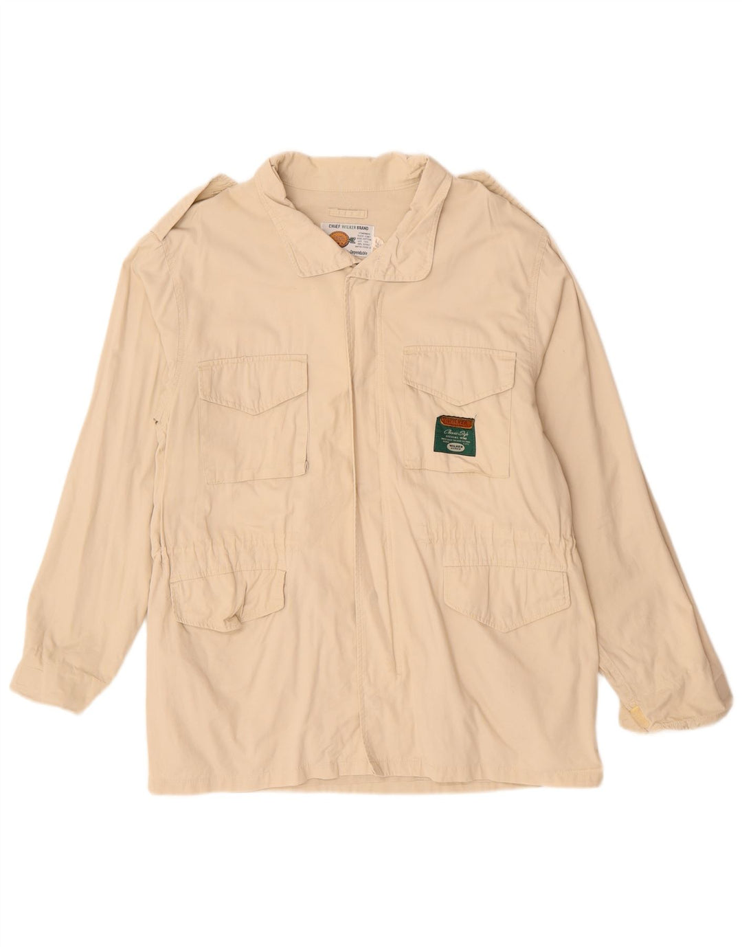VINTAGE Herren Militärjacke UK 40 Große Beige Baumwolle