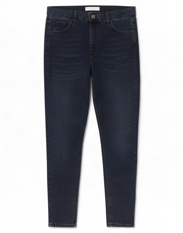 Topshop Damen Skinny Jeans W34 L32 Marineblau Polyester