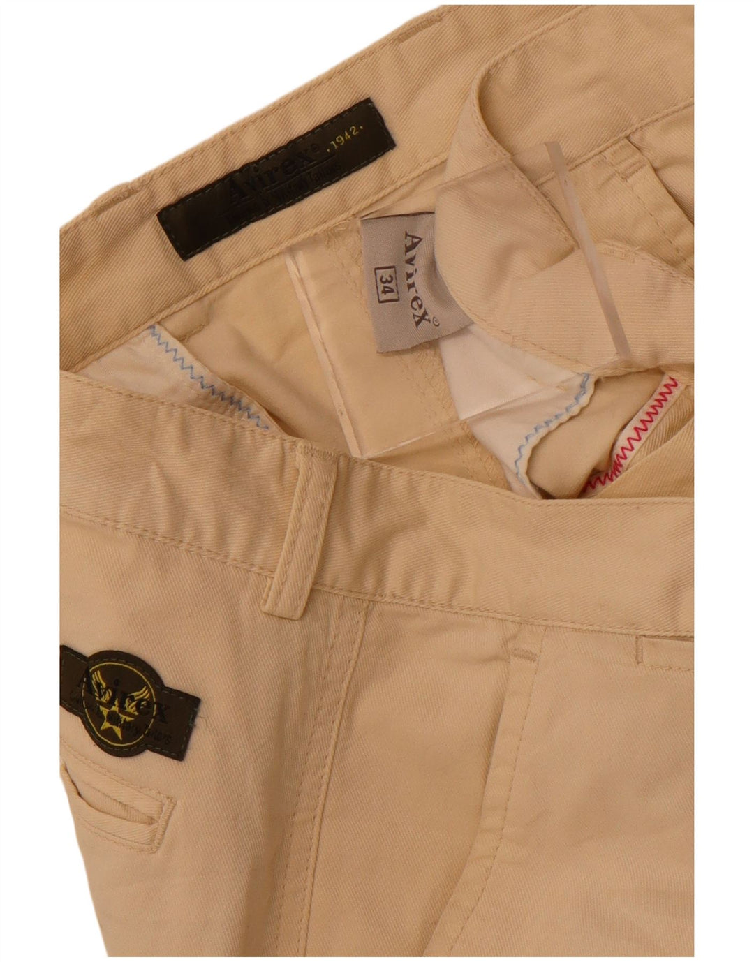 Gerade Chino-Hose für Herren von Avirex, W34, L30, Beige, Baumwolle