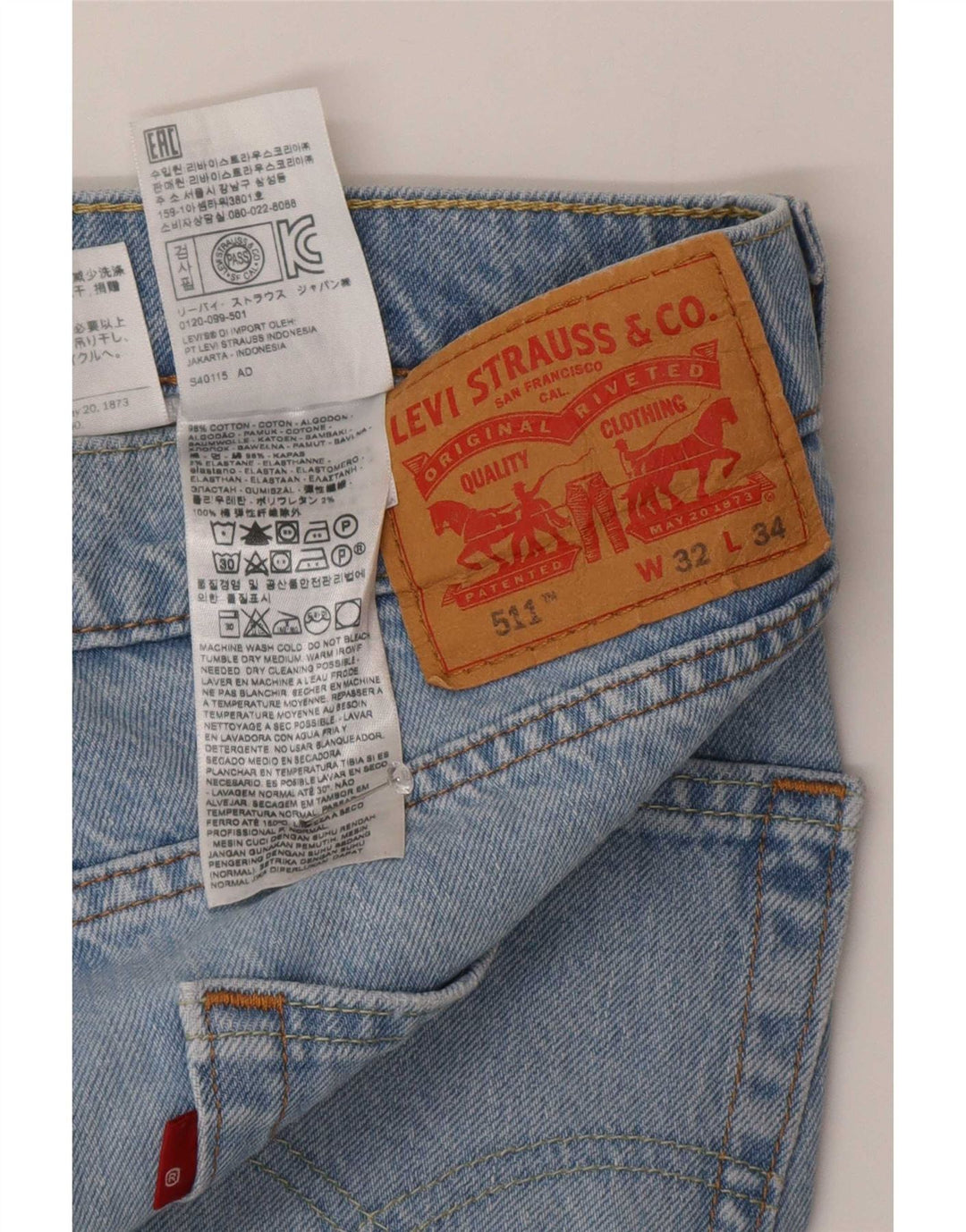 Levi's Herren 511 Slim Jeans W32 L34 Blaue Baumwolle