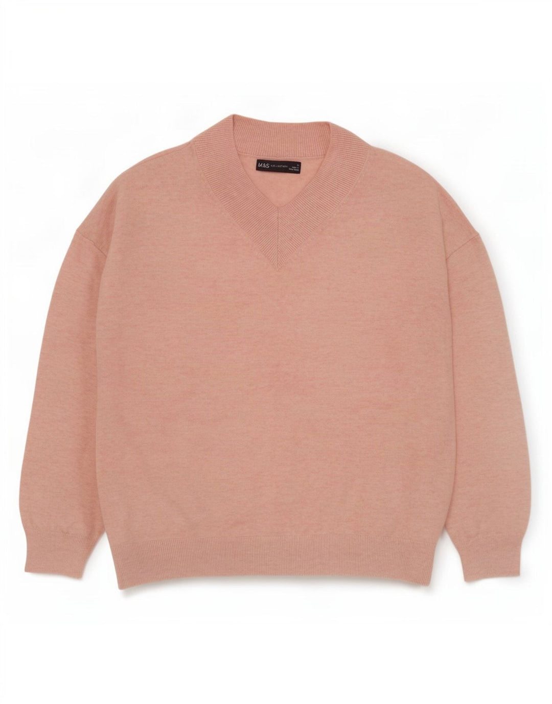 Marks & Spencer Damen-Pullover in Übergröße mit V-Ausschnitt, Gr. 10, Größe S, Rosa