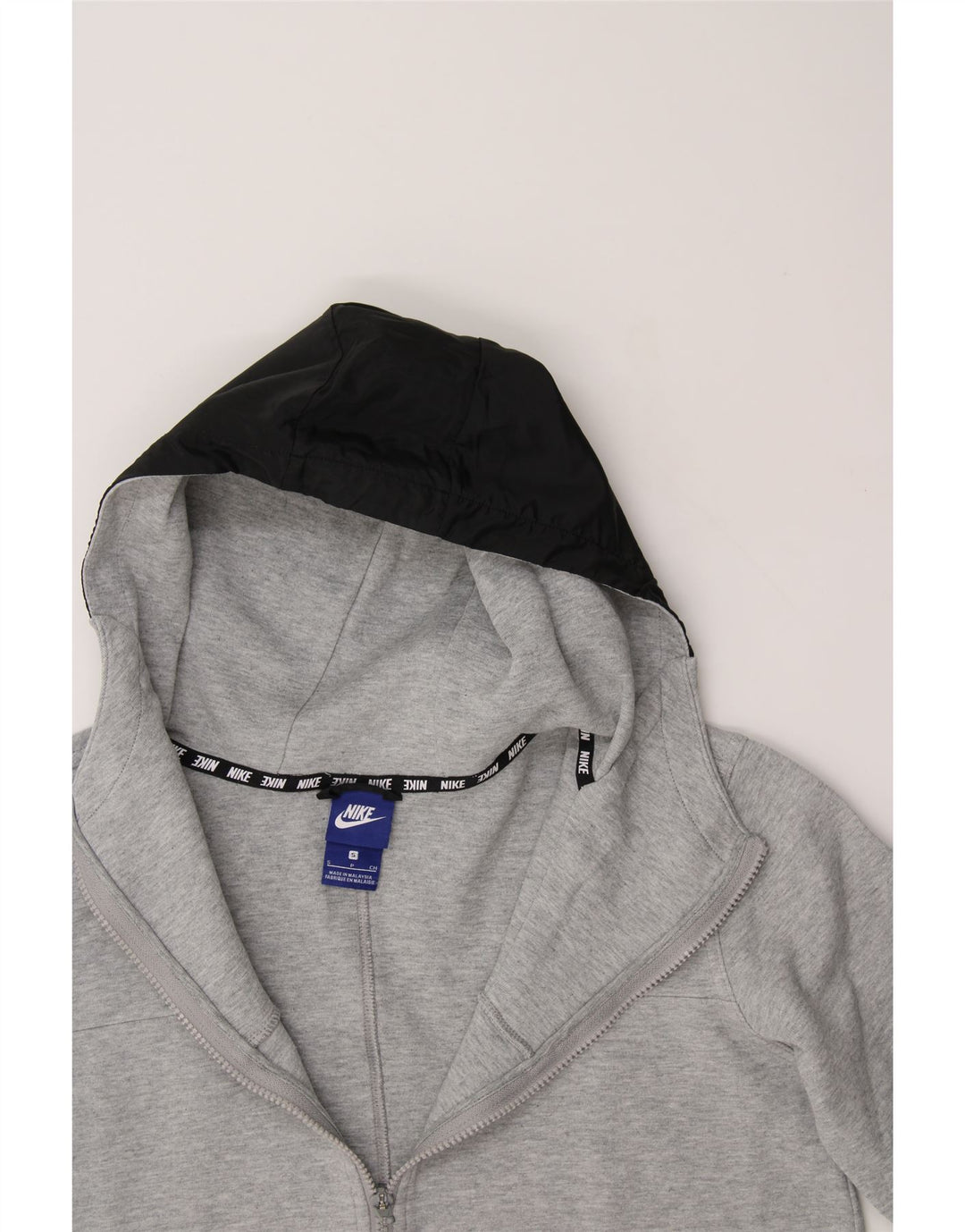NIKE Mens Zip Hoodie Sweater Small Grey Colourblock Vintage Nike and Second-Hand Nike from Messina Hembry 