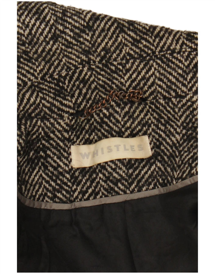 Whistles Damen Übergroßer Mantel UK 8 Small Graue Wolle mit Fischgrätenmuster