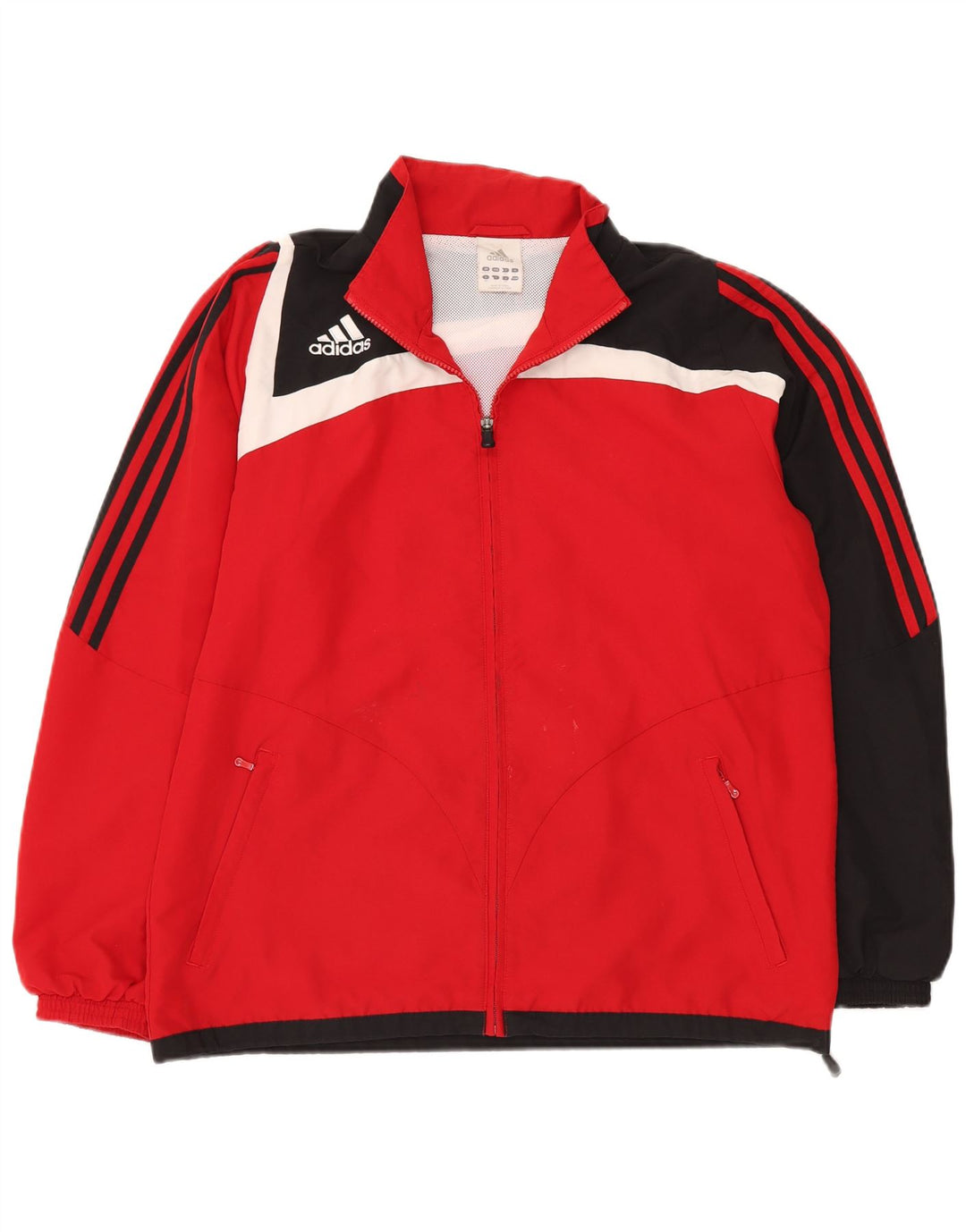 Adidas Herren-Trainingsanzugoberteil, UK-Größe 42/44, großes rotes Colourblock-Polyester