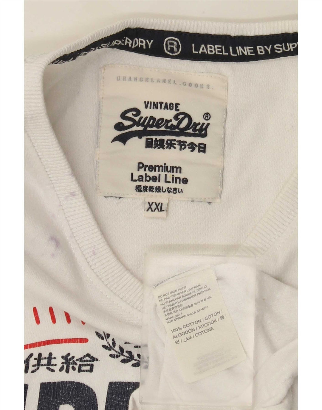 Superdry Herren Grafik-T-Shirt-Oberteil 2XL aus weißer Baumwolle