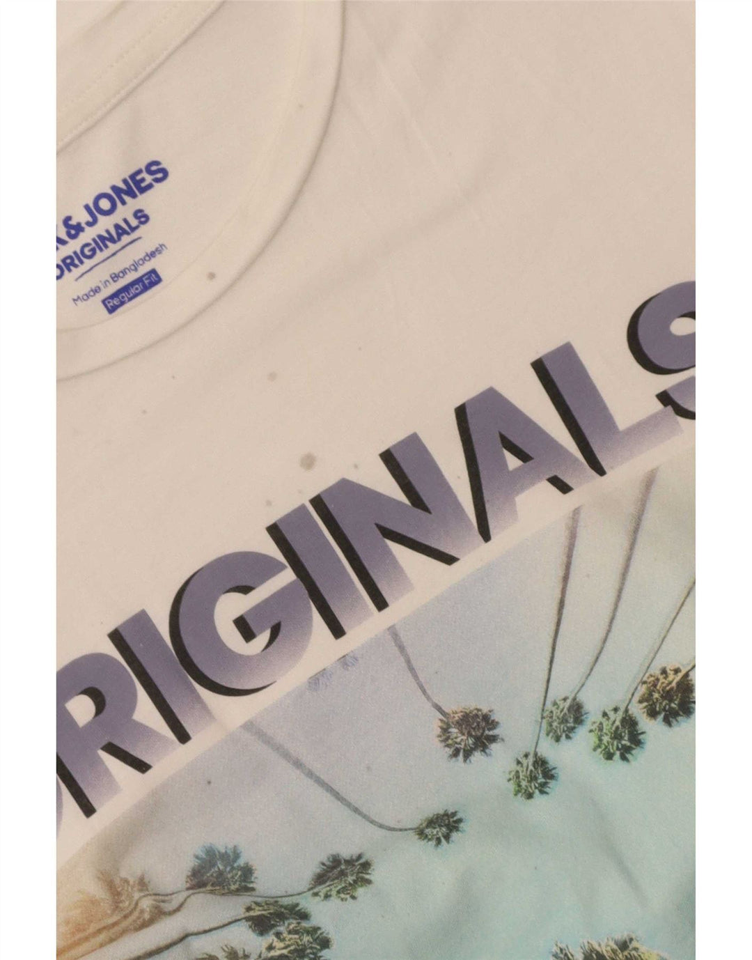 Jack & Jones Herren-T-Shirt mit normaler Passform, Grafik, Größe L, aus weißer Baumwolle