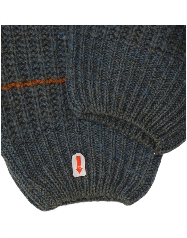 Vintage Herren Pullover mit Rundhalsausschnitt IT 50 Mittelblau gestreift