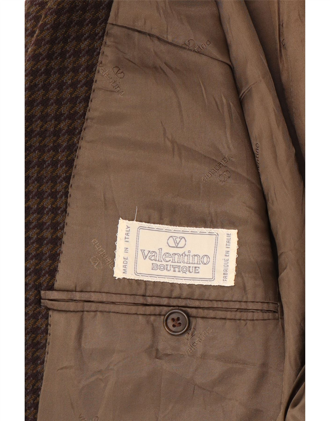 Valentino Herren-Blazerjacke UK 38 Mittelbrauner Hahnentritt-Klassiker