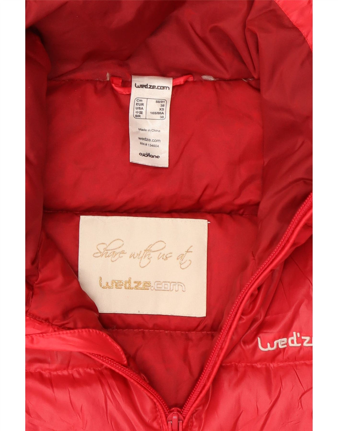 Wedze Herren Wattierte Jacke UK 34 XS Rot Colourblock Polyester