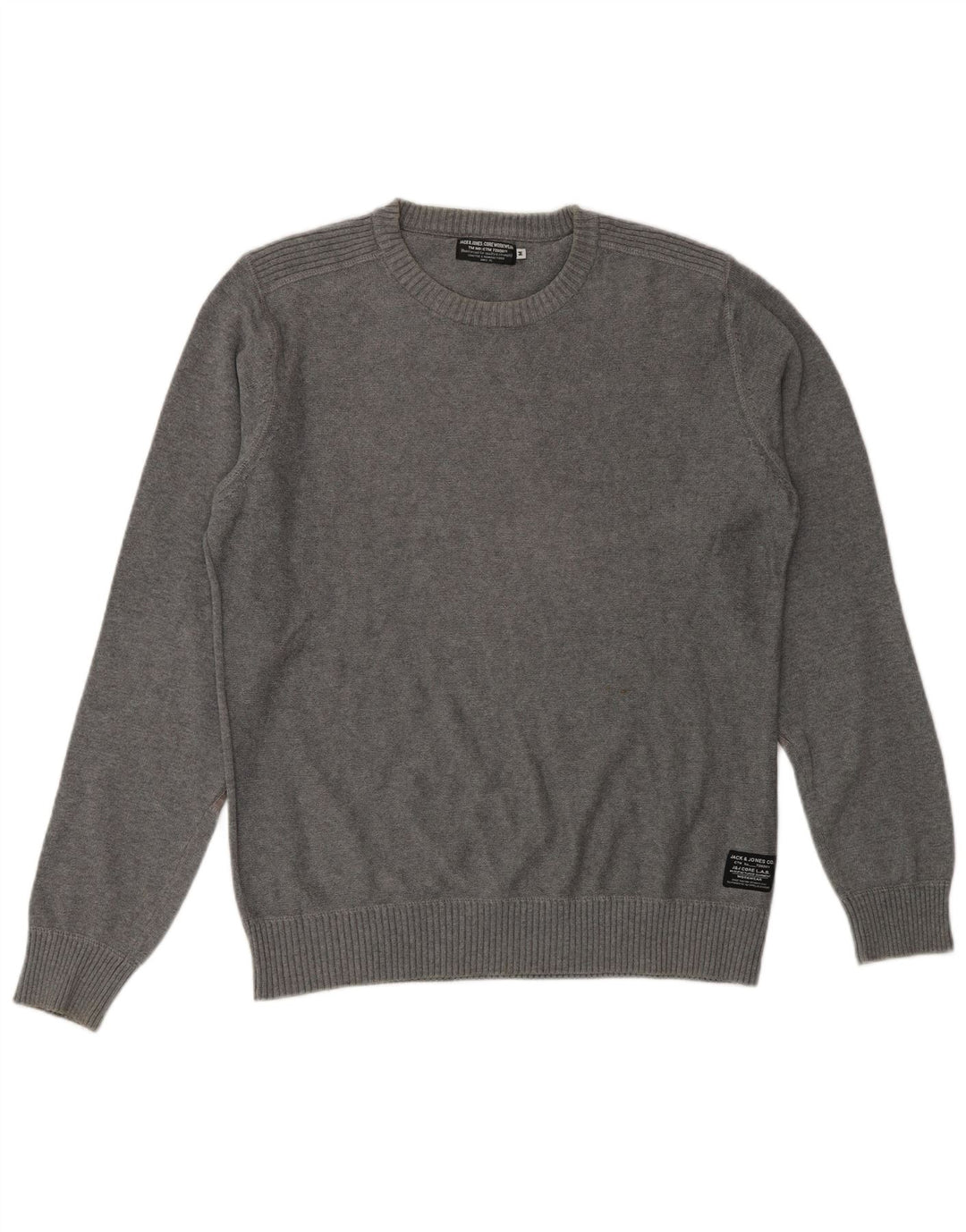 JACK & JONES Herren-Pullover mit Rundhalsausschnitt, mittelgraue Baumwolle