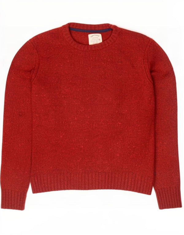Fat Face Herren-Pullover mit Rundhalsausschnitt, groß, burgunderrot gefleckte Baumwolle