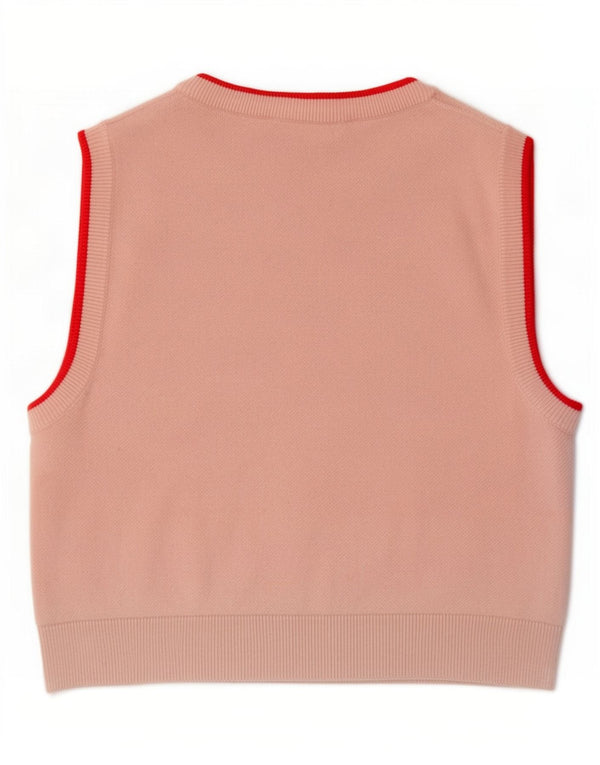 Zara Damen Crop Vest Tank Top UK 8 Small Pink Argyle/Diamond Viscose