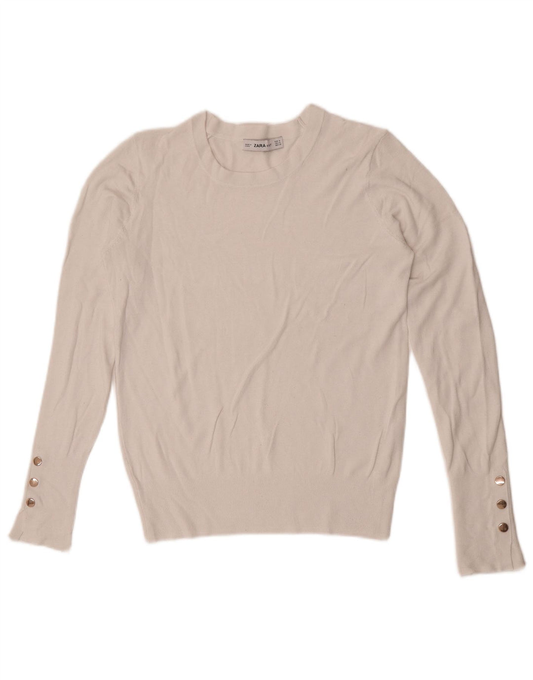 Zara Damen-Pullover mit Rundhalsausschnitt, Gr. 12, Mittelweiß