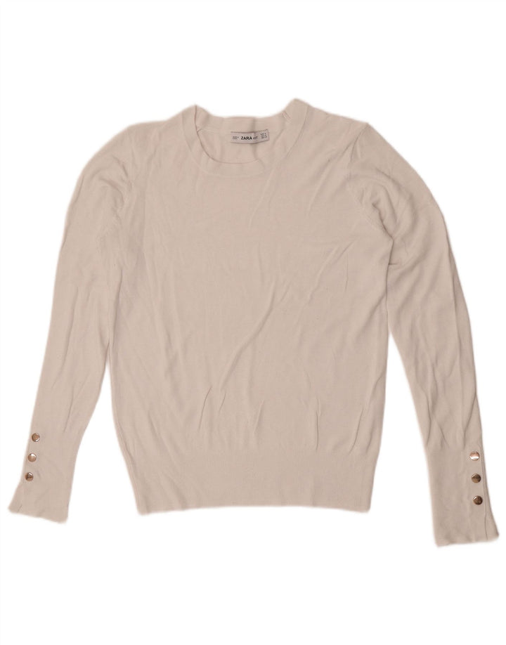 Zara Damen-Pullover mit Rundhalsausschnitt, Gr. 12, Mittelweiß