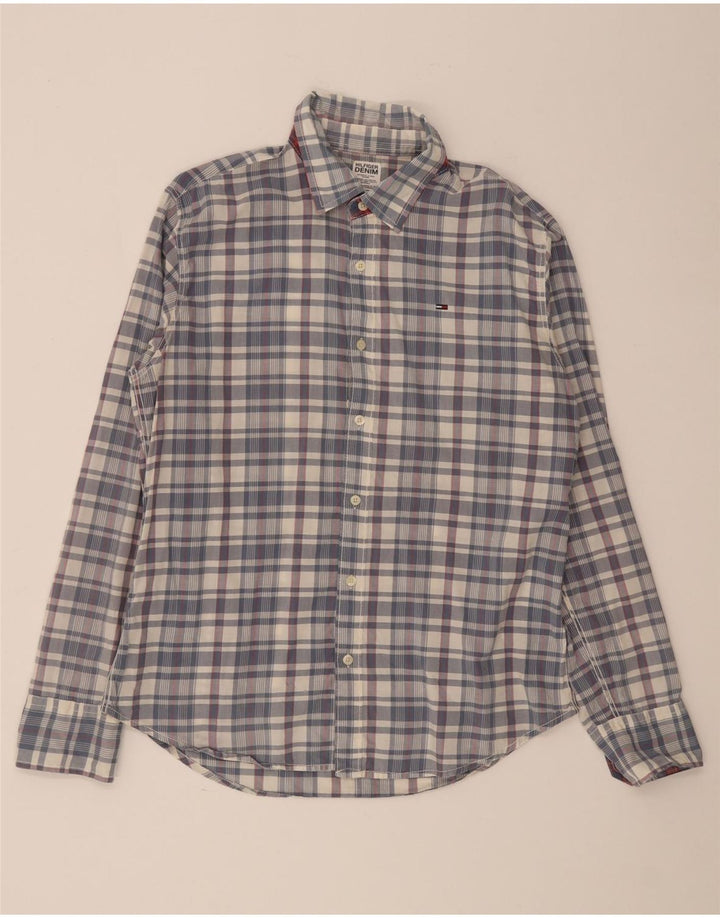 Tommy Hilfiger Herrenhemd, groß, blau kariert, Baumwolle