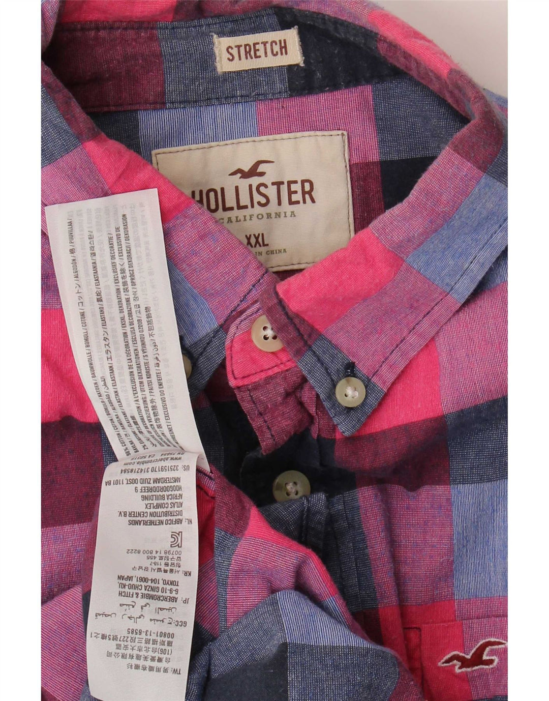 Hollister Herrenhemd 2XL, rot kariert, Baumwolle