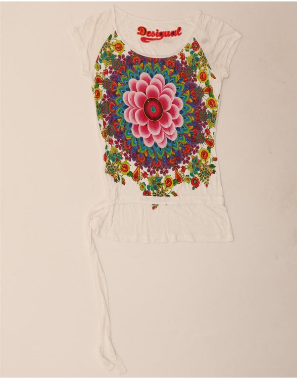 Desigual Damen Grafik-T-Shirt Top UK 10 Small White Floral