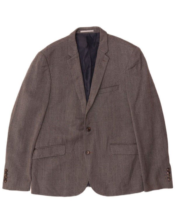 Marks & Spencer Herren-Blazer mit 2 Knöpfen, schmale Passform, UK 42, große graue Wolle