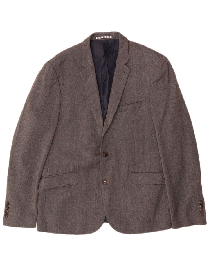 Marks & Spencer Herren-Blazer mit 2 Knöpfen, schmale Passform, UK 42, große graue Wolle