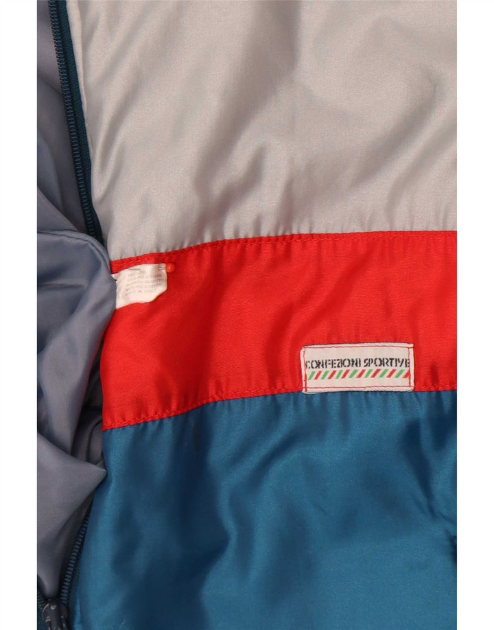Vintage Herren Wattierte Jacke UK 38 Mittelgraues Colourblock-Polyester